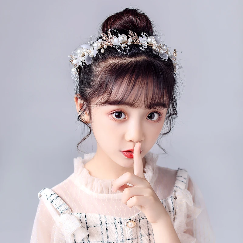 Golden Flower Pearl Headband Tiara Crown Wedding Bridal Princess Headbands Hair Jewelry Crystal Accessories Bride Headdres | Украшения и