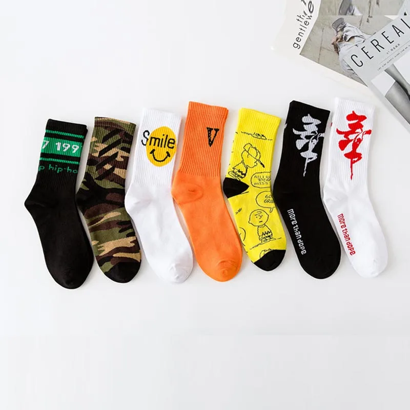 Новые модные носки унисекс в стиле Харадзюку Длинные хлопковые хип-хоп классные
