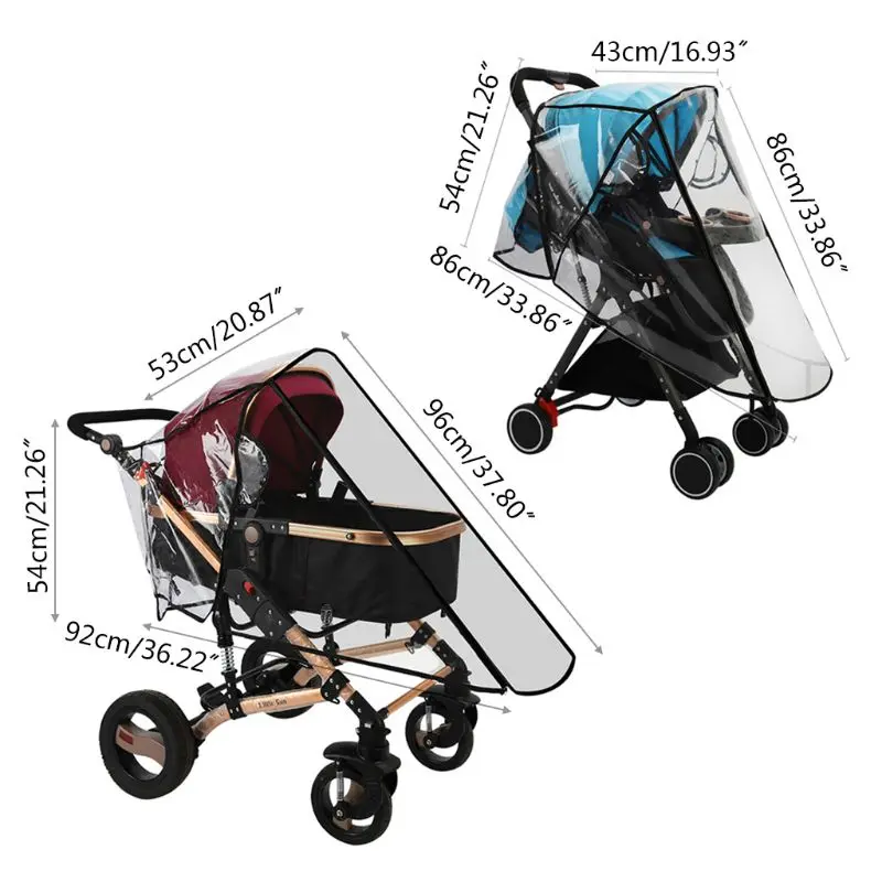

2021 New Stroller Waterproof Rain Cover Transparent Wind Dust Shield Zipper Open Raincoat