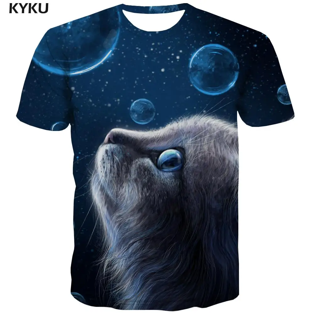 KYKU Cat Футболка мужская футболка с животным принтом галактика футболки 3d милая