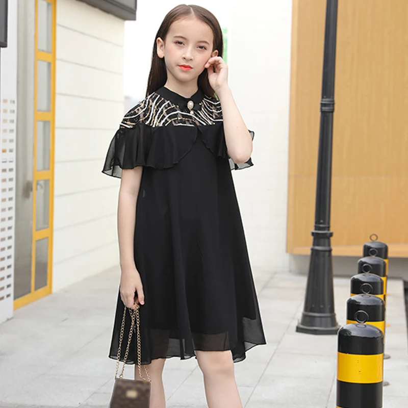 

girls summer dresses 2020 fashion chiffon kids clothes big girl princess party dress for children size 456 7 8 9 10 12 13 14 15Y