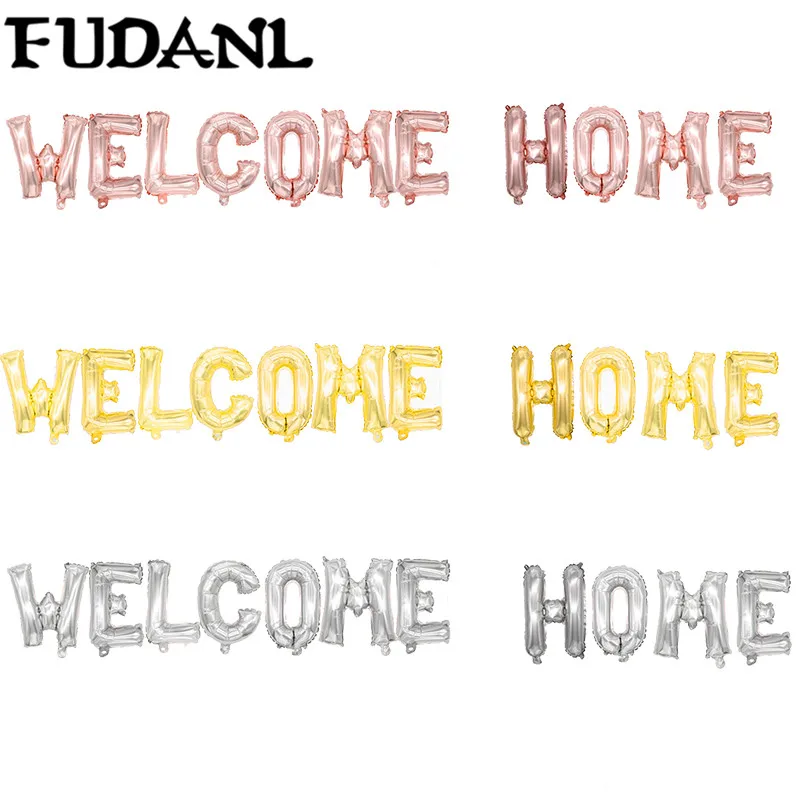 11 шт. 16 дюймов розовые золотые серебряные Добро пожаловать домой письмо Фольга