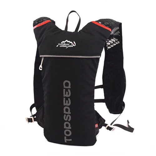 only black backpack Легкий Рюкзак бегущий жилет нейлоновая сумка Trail Велоспорт марафон Портативный Сверхлегкий Туризм 5L вариант 2L сумка для воды и бутылка - Цвет: only black backpack