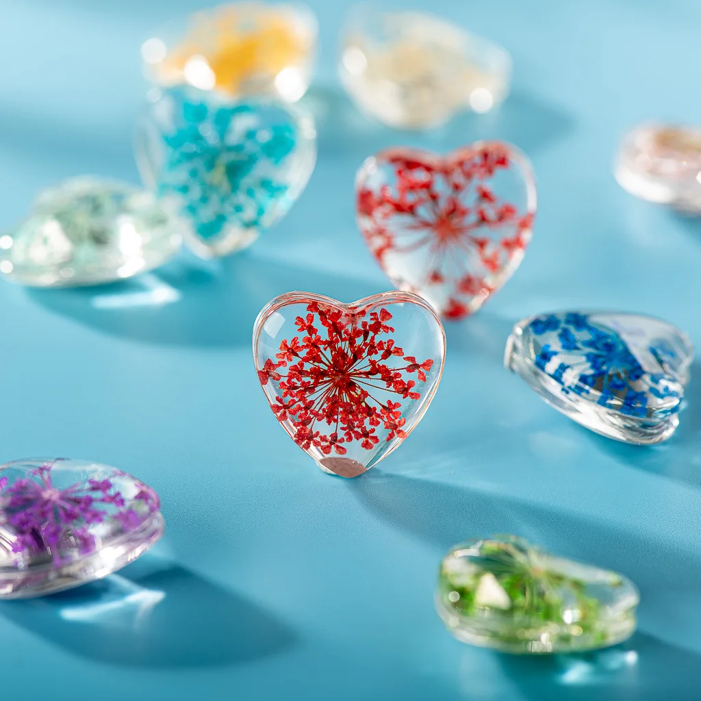 20 #5 шт без крючка в форме Харт настоящие сухие цветы со стеклянной бусиной оптом