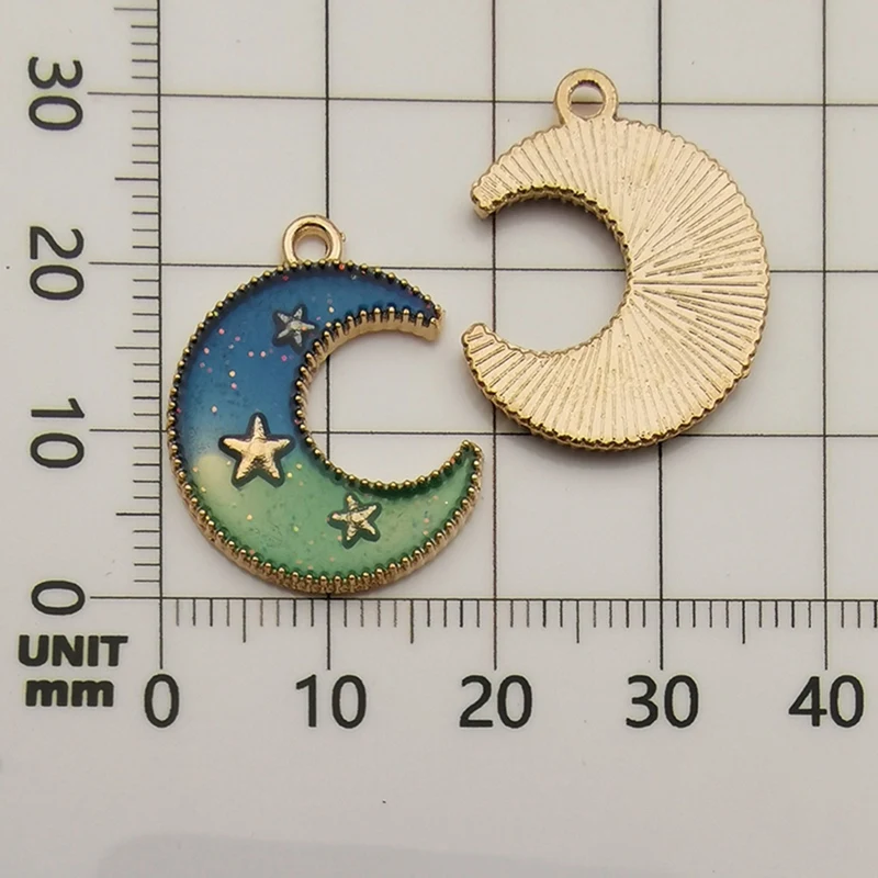 

24 Diy Jewelry Accessories Dripping Alloy Small Pendants Bracelet Pendants Moon Stars Globe Earrings Earrings