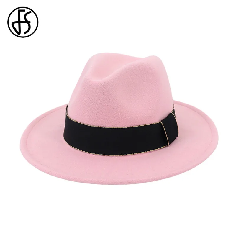 Женская шляпа с широкими полями FS лентой модный топ джазовая Кепка унисекс