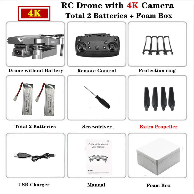 4K Foam Box 2B E68 Радиоуправляемый Дрон 4K HD камера wifi FPV Квадрокоптер складной Радиоуправляемый вертолет Квадрокоптер мини дроны VS E58 SG901 E520 Дрон игрушка подарок - Цвет: 4K Foam Box 2B