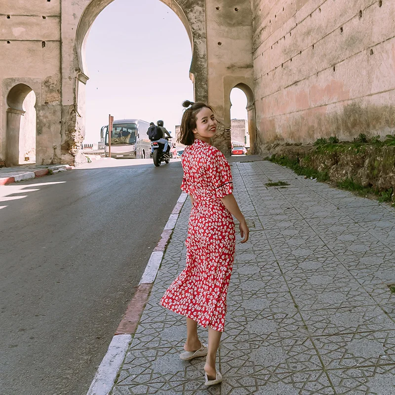 

Женское кружевное платье с V-образным вырезом, с цветочным принтом, коротким рукавом