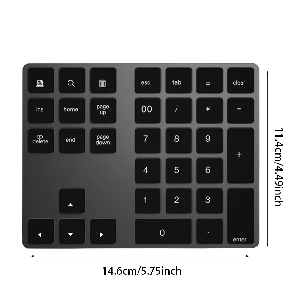 

Bluetooth 3.0 Wireless Keboard 34 Keys Slim Mini Numeric Keyboard Keypad for Laptop PC Universal Aluminum Alloy Portable