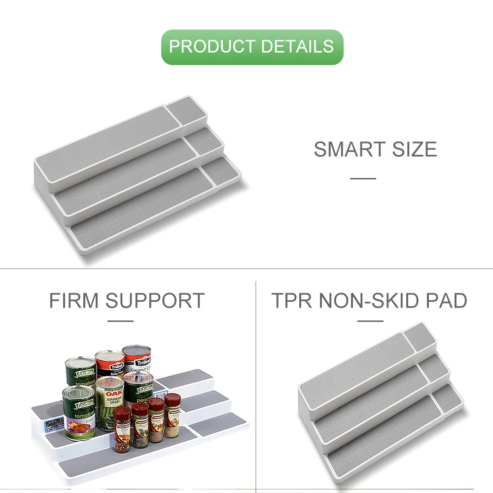 3 ярусных ящика стойка для специй нескользящая полка кладовой кухонного хранения