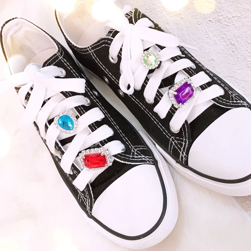 1 PCS Shiny Rhinestones Buckle Shoelaces Decoration Shoes Accessories Plastic Shoe Charms Design Shiny Rhinestones Kids Women