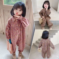 1 5 years baby rompers flower sleepsuit fashion turndown collar cute korean little girl romper infant jumpsuit cotton clothing