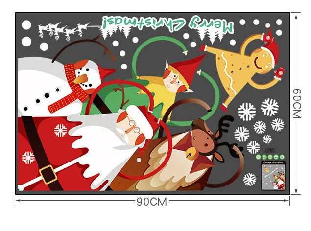 Съемные рождественские наклейки на стену окна спальни гостиной стеклянные двери