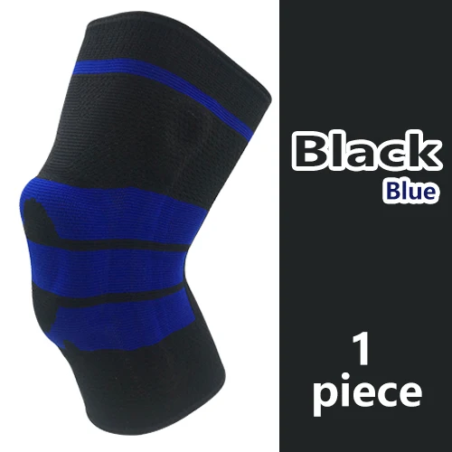Black-Blue Пружинная поддержка силиконовые мягкие наколенники Поддержка брекет Meniscus коленной чашечки защита спортивной безопасности волейбольный наколенник - Цвет: Black-Blue