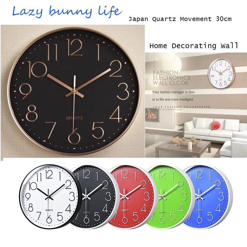 Цифровые тихие часы для дома и офиса с большими числами, современные бесшумные настенные часы с кварцевым движением Японии.