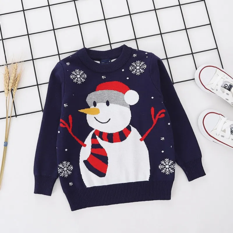 

Baby Winter Boy Girl Kid Thick Crew Neck Shirts Solid Long Sleeve Pullover Sweater