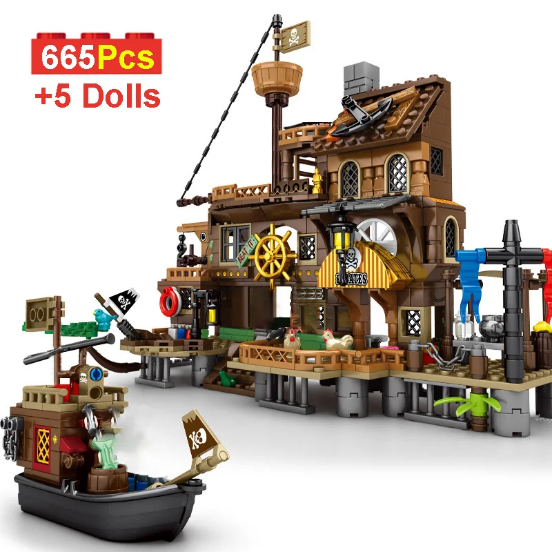 

665 шт., Детский конструктор с изображением побережья моря