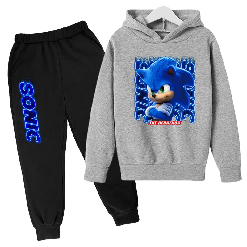 

New Boys and Girls Suits 4-14 Years Old 2021 Fashion Printing Suit Sports Leisure Sports Suit Hoodie Top + Pants Suit