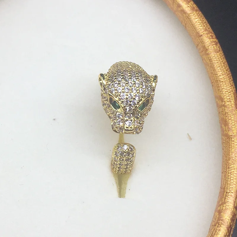 Высококачественное Открытое кольцо с головой леопарда для женщин и мужчин