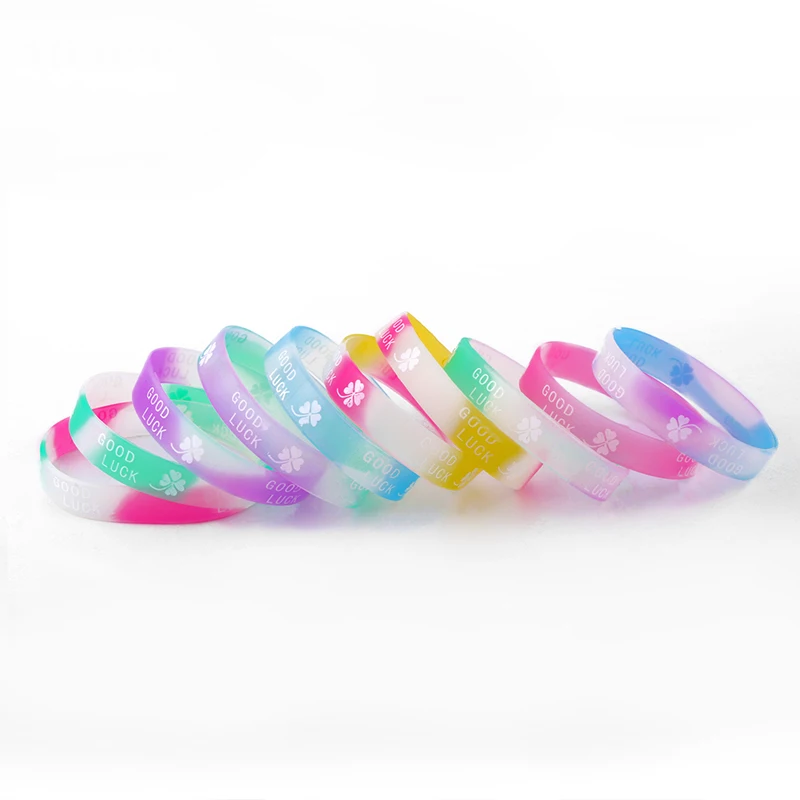 10 шт. спортивные силиконовые браслеты карамельных цветов хорошие клевер удачи
