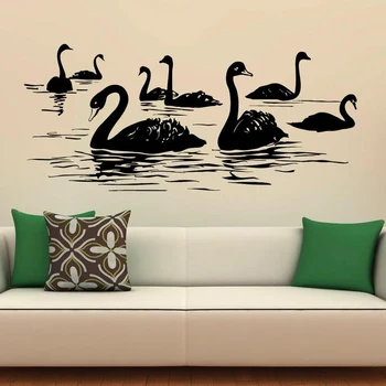Wild Birds Wall Decal Lake Vinyl Stickers Flying Animal swan Wall Stickers for Home Bedroom Bathroom Decoration Art Murals C201