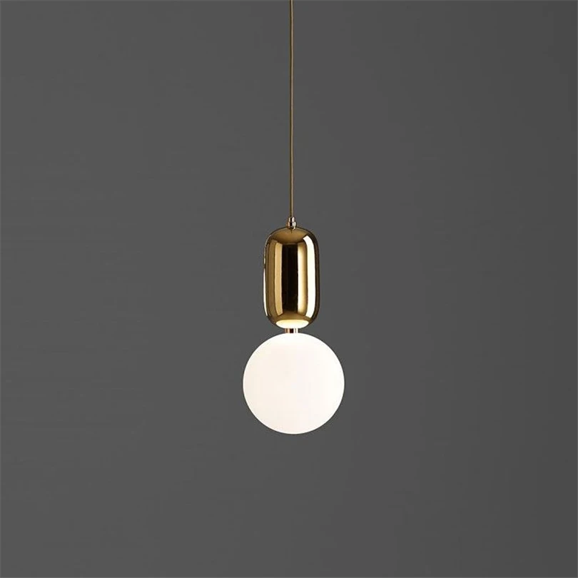 Modern Nordic Glass Ball Pendant Lights Gold/white/black Hanging Lamps Led Lamp for Living Room Bedroom Restaurant Light Fixture | Лампы и