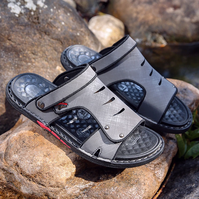 

Сандалии мужские дышащие, Повседневная пляжная обувь, удобные шлепанцы для дома, для прогулок