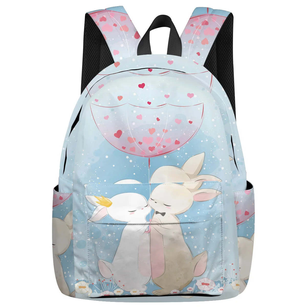 Кролик Сердце цветок мультфильм прекрасный акварельный рюкзак для подростков