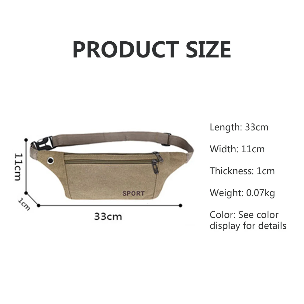 

Men Fanny Waist Pack Male Unisex Functional Waist Bags Belt Canvas New Hip Bum Military Bag Pouch Double Zipper Pocket Sport Boy