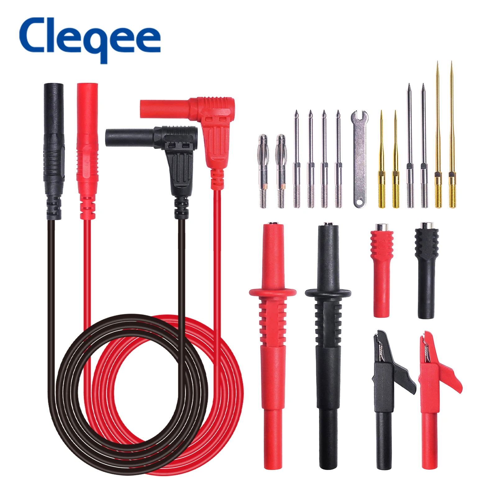 

Cleqee P1308E Multimeter Probes Test Lead Kit Replaceable Gold-Plated Sharp Needle Wire Piercing Set Alligator Clips