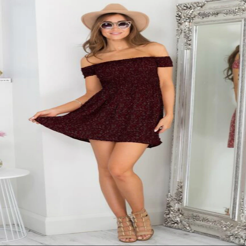

Casual Boho Dress Short Sleeve Floral Dresses Women Summer Dress 2021 Party Red Mini Off Shoulder Vestidos Bohemia Sexy Sundress