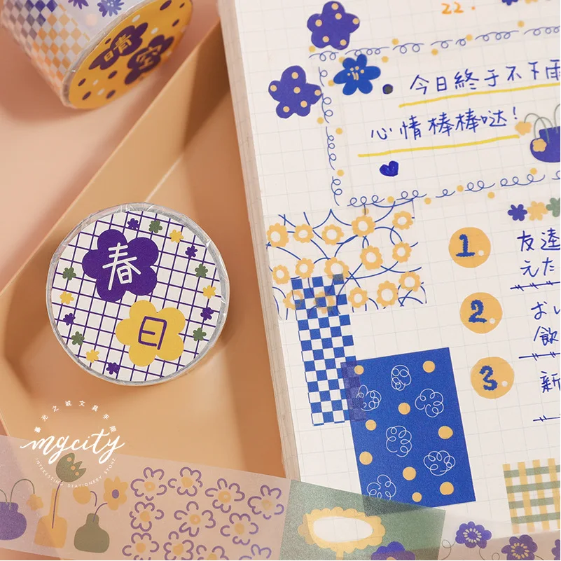 Kawaii лента Washi прозрачный серной кислоты Бумага японский маленький цветочный