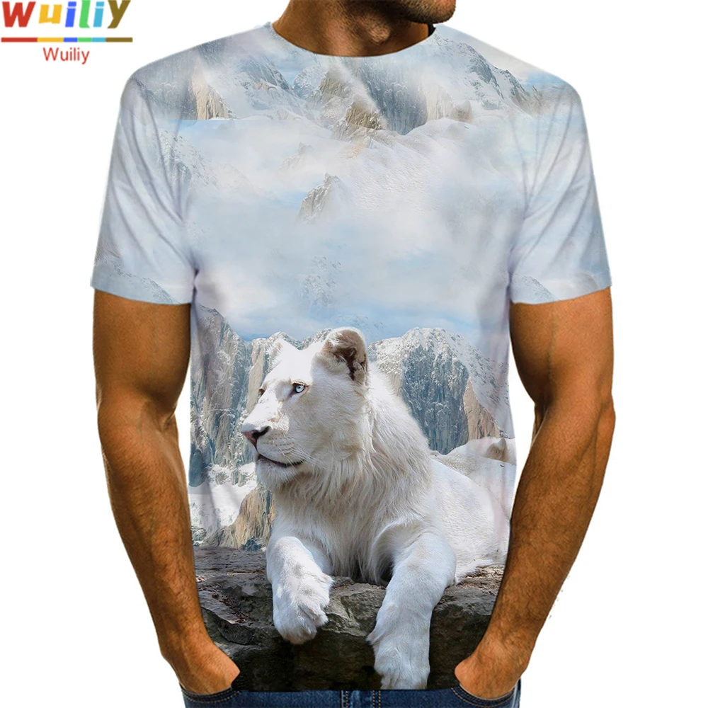 Футболка мужская с 3D-принтом животных леопардовая рубашка топ рисунком в стиле