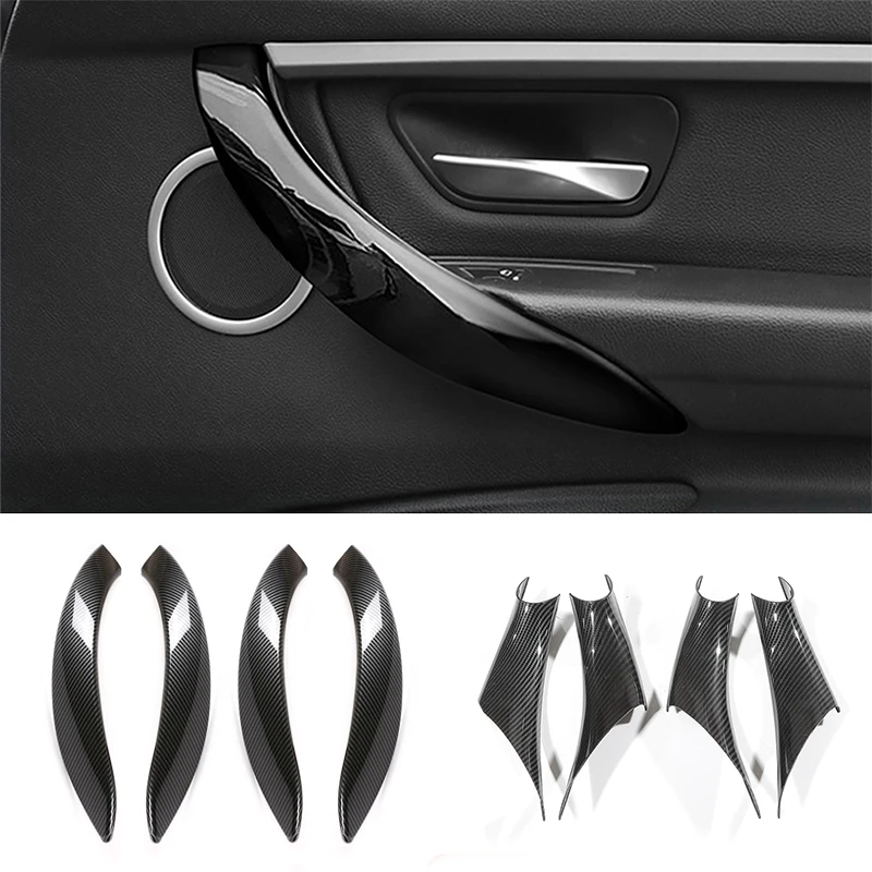 

For BMW 3 4 Series 3GT F34 F36 F30 13-18 4pcs Carbon fiber color Inner Door Handle Panel Cover Trim