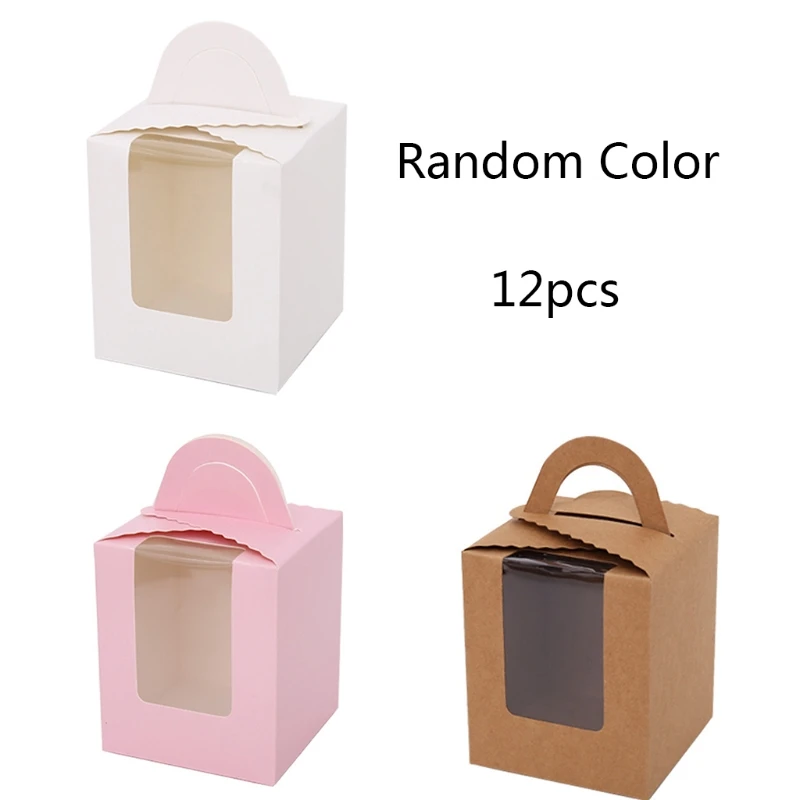 

Portable Creative Gift Box With Window And Handle Packaging Box For Dessert Baking Gift Box (random Color)