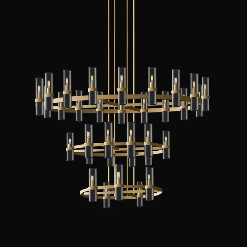 

3 Layer Retro Gold Silver Black Designer Chandelier Lighting Fixtures Hanging Lamps Lustre Suspension Luminaire Lampen For Foyer