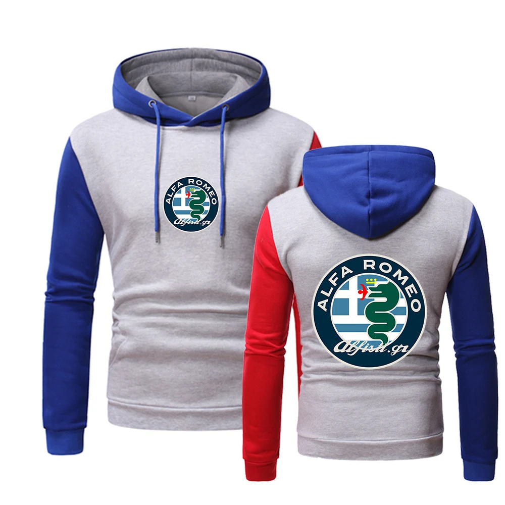 

Men 2021 New Spring Alfa Romeo Logo Print Comfortable College Movement Hoodies Printing Splicing Tops Popular Hooded Clothing