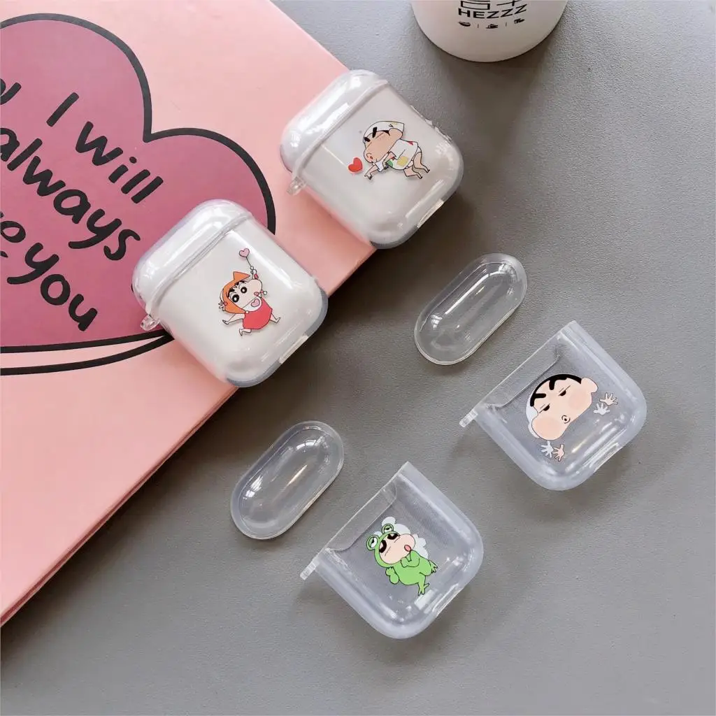 Японский милый мультяшный прозрачный чехол карандаш Shinchan для Apple AirPods 2 мягкий