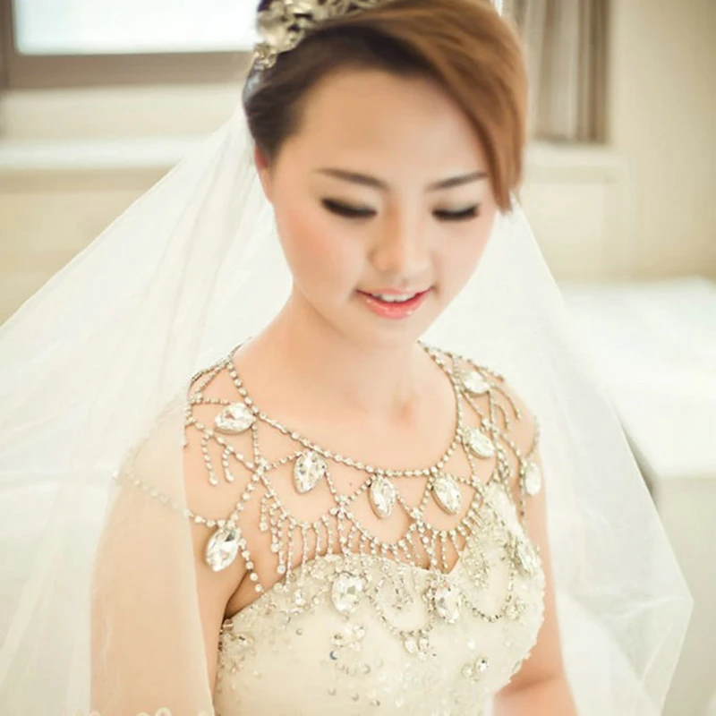 Женская обувь с украшением в виде кристаллов Свадебные цепь плечо винтажные