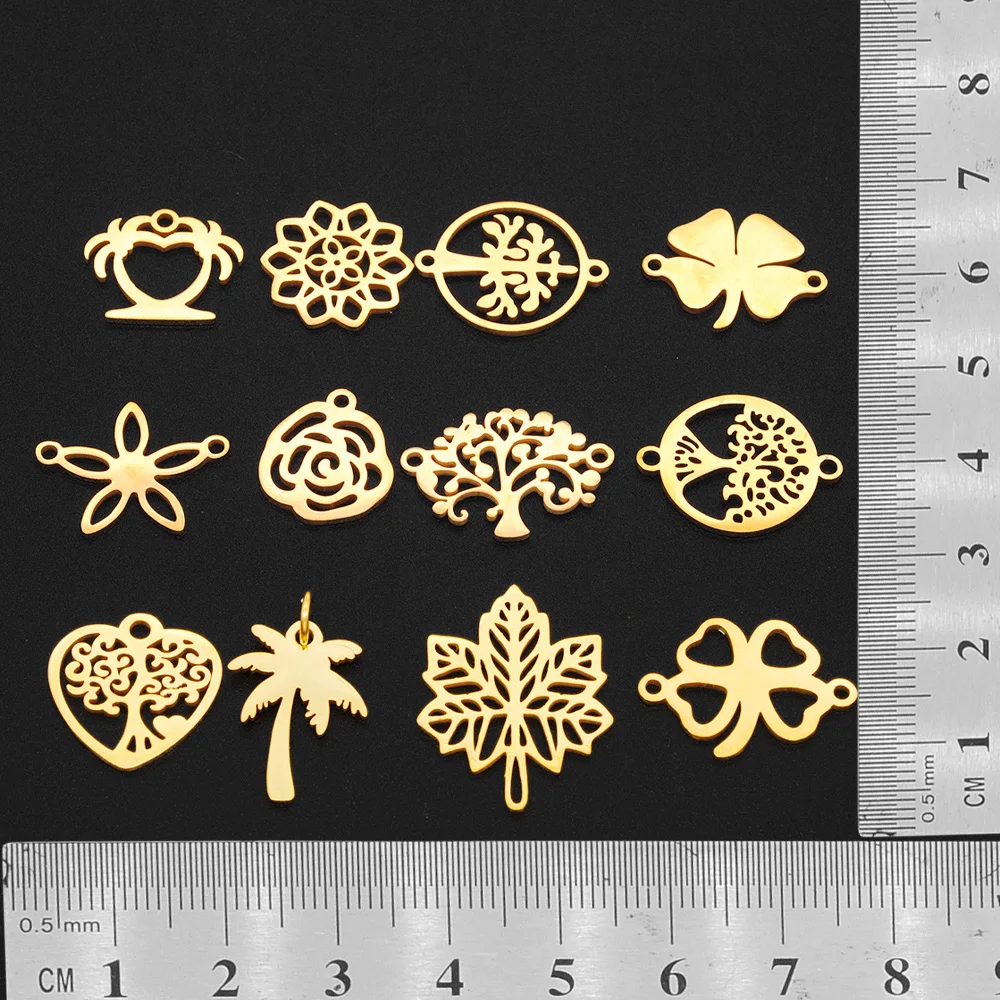 50 шт./лот смешанные дизайны из нержавеющей стали подвеска сделай сам с цветком