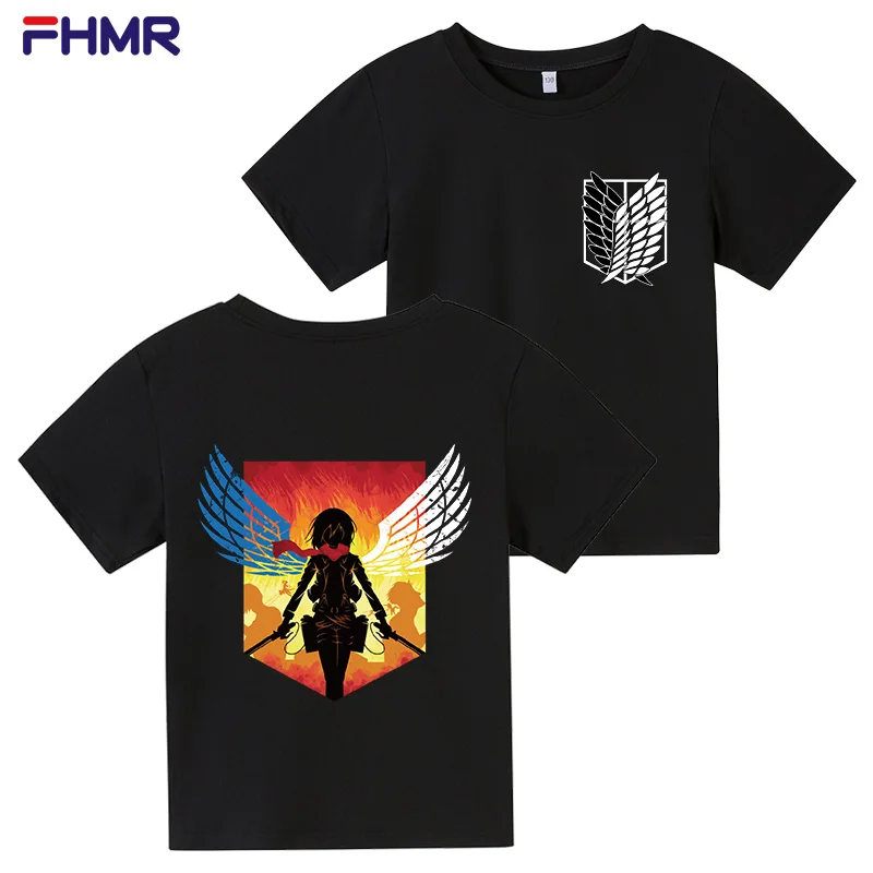 

Attack On Titan 3D Print T-Shirt 100% cotton Anime Tops 2021 Summer Tops Boy Girl Short Sleeve Cartoon Streetwear Baby Clothes