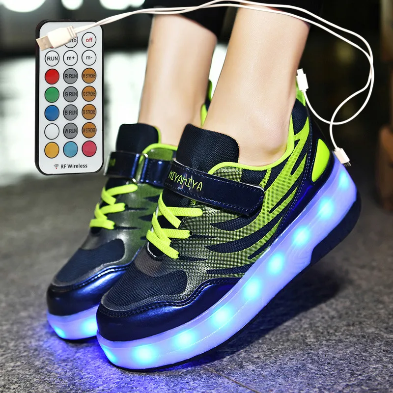 

2021 New USB Charging Children Sneakers remote control Wheels Girls Boys Led Shoes Kids Sneakers With Wheels Roller Skate Shoes