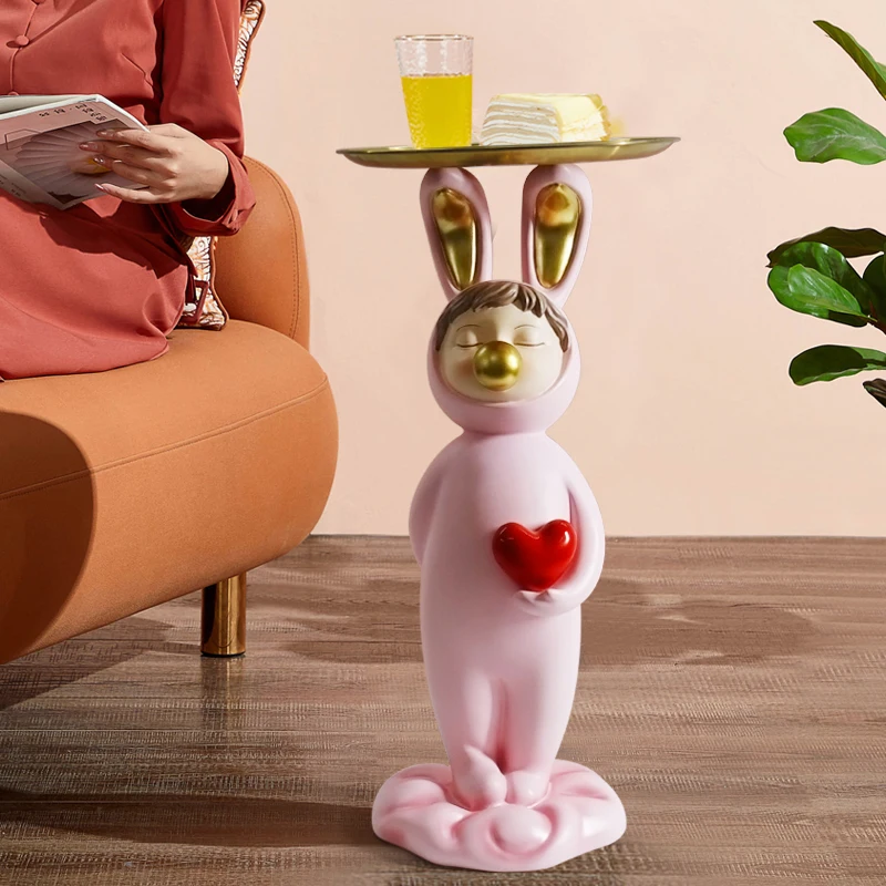 

Home Decor Large Storage Ornaments Resin Semi Manual Rabbit Girl Home Decoration Nordic Interior Figurine Sculpture Modern Art