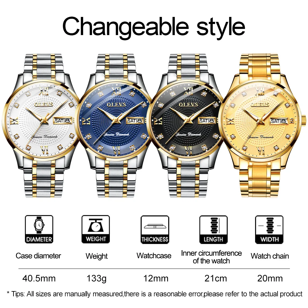 

Men's automatic mechanical wristwatch top brand with double calendar tungsten steel watchband waterproof luxury male clock