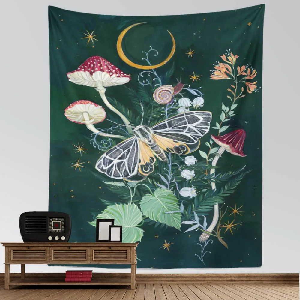 Гобелен SepYue настенный с цветами луной грибом гобелены для йоги пляжа Декор дома