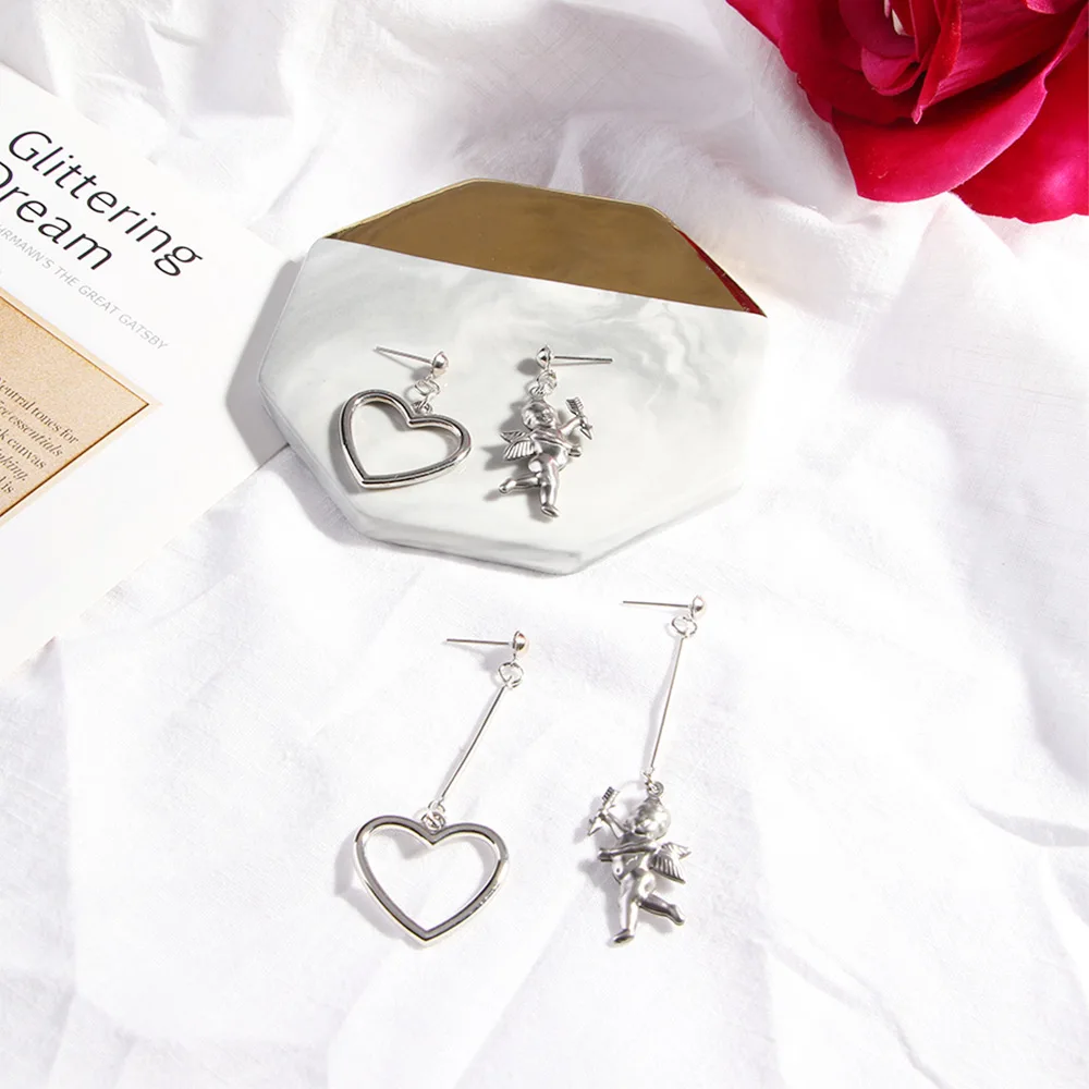 1 пара Амура Угол Сердце Асимметричная подвеска металлическая кисточка