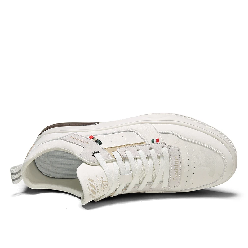 Online Sepatu Kulit Baru Datang Untuk Pria Sneakers Pria Modis Krem Putih Sepatu Kasual Muda Pria Kualitas Baik Sepatu Flat Dpt Dipakai Pria