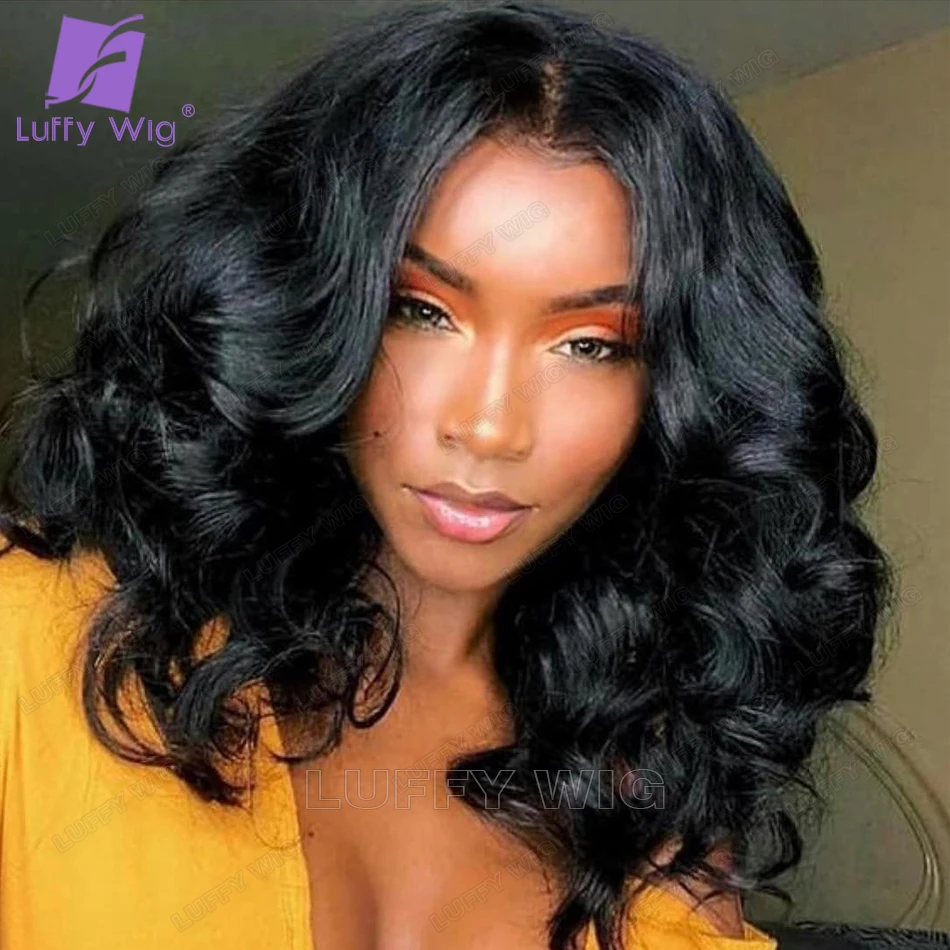

Short Wavy Bob Wig Hd Transparent 13x6 Wavy Lace Front Wig Human Hair Pre Plucked with Baby Hair Remy Brazilian Wig Luffywig