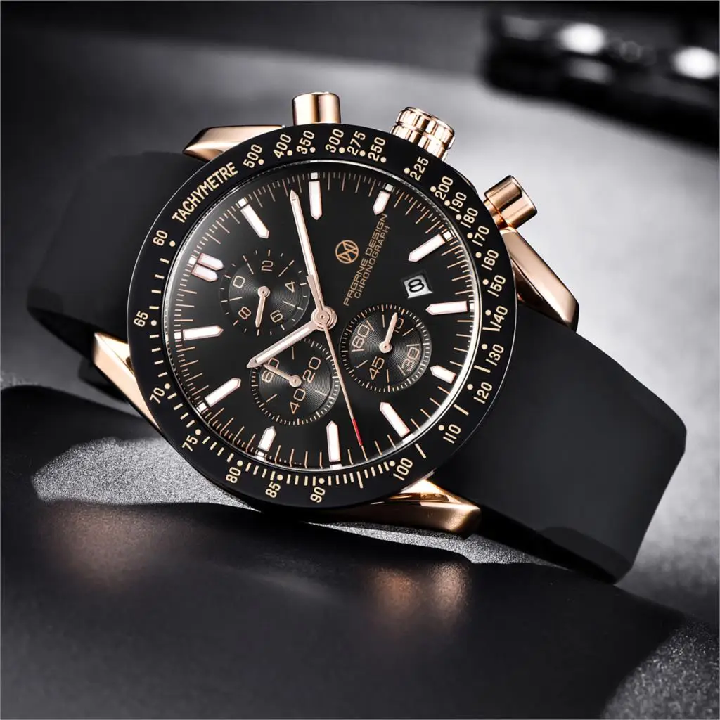 Pagrne дизайн 2021 новые мужские кварцевые часы с резиновым ремешком на запястье