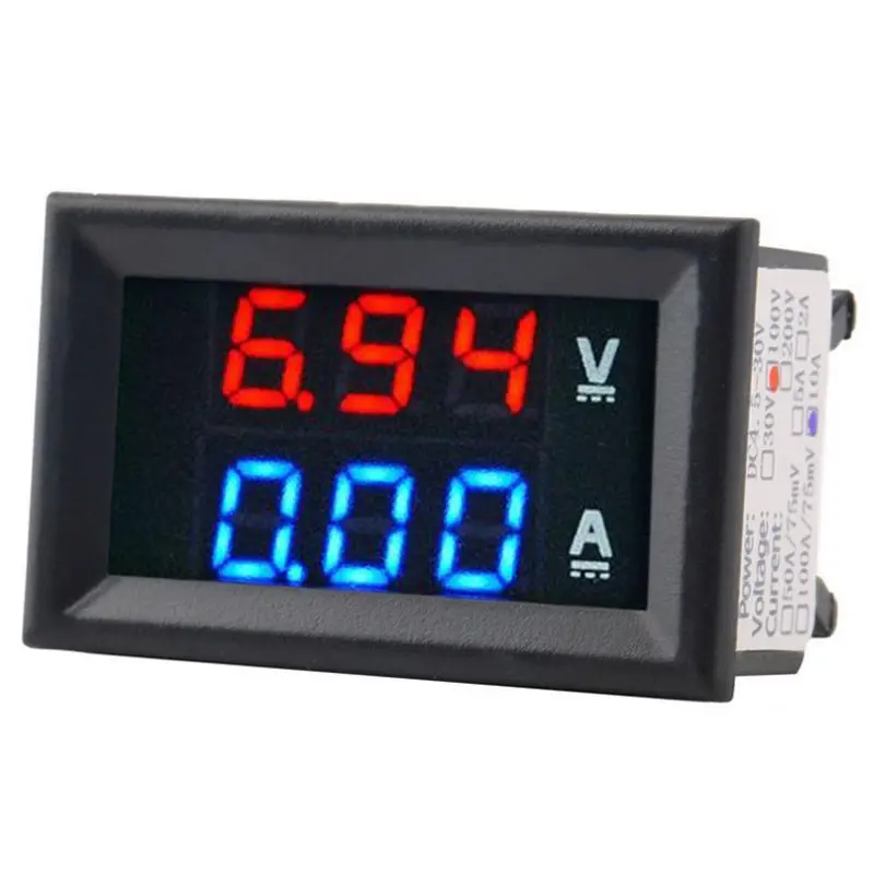 

Digital Voltage Meter Dc100V 10A Voltmeter Ammeter Blue+Red Led Amp Dual
